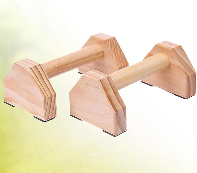 CHILDWEET Solid Wood Handstand Bar and Push-up Bracket Set, Muscle Training Fitness Equipment with Non-slip Base for Home Calisthenics and Strength Workouts