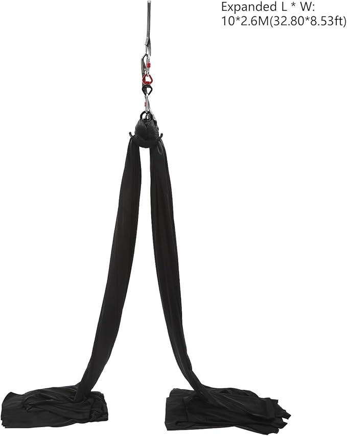 16.4FT 5 m Aerial Yoga Swing Sling Strong Yoga Hammock Kit, Aerial Silks Equipment Set, 440.92 Max Load Capacity, Black