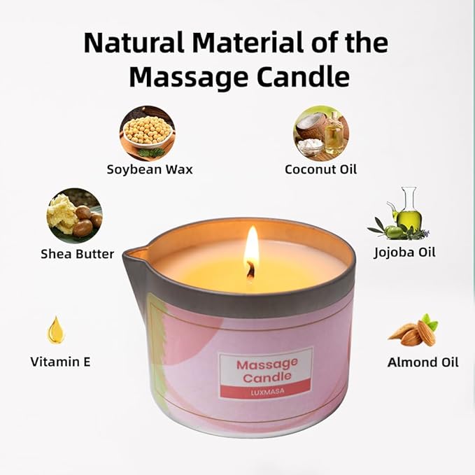 Soybean Wax Scented Massage Oil Candle for Home SPA Treatment- Natural Warm Body Lotion Candle for Stress Relief- Moisturizing Massage Wax Candle 6.35OZ (Pink Marshmallow Scent)