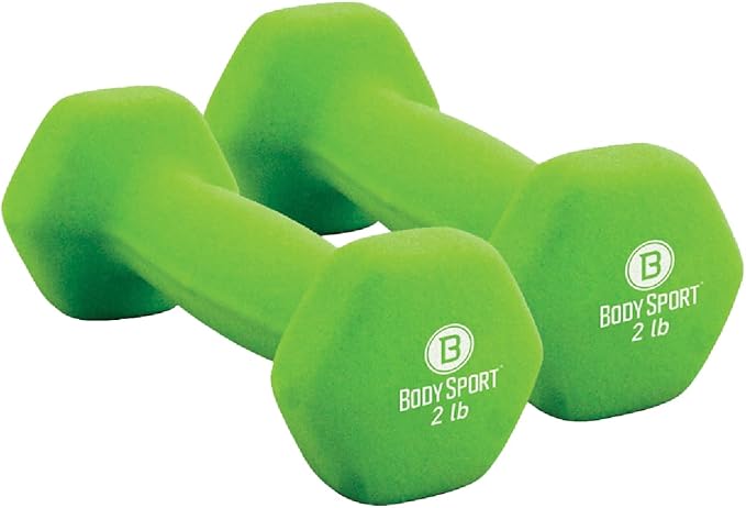 Body Sport Neoprene Dumbbell Weight - Latex-Free, Strength Training Equipment for Home Fitness & Gym Workouts