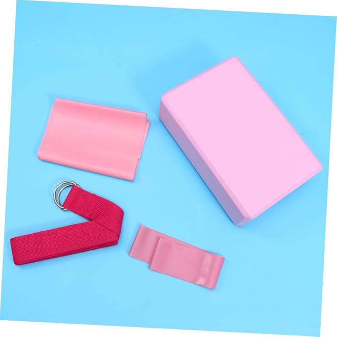 Mipcase 1Set Yoga Tool Kit Stretch Band Latex Pull Towel Resistance Ring Yoga Brick for Home Gym Workouts Pink Lightweight Convenient for Easy Use