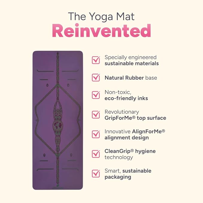 Liforme Printed Yoga Mat Collection - Free Yoga Bag Included - Patented Alignment System, Warrior-like Grip, Non-Slip, Eco-friendly, Sweat-resistant, Long, Wide and Thick for Comfort