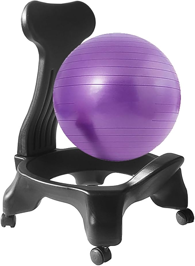SRNSAEB Home Yoga Ball Chair Adjustable Height for Adults Office, Inflatable Ergonomic Sitting Ball Chair/Stability Ball for Office with Base, Slip Resistant Balance Ball Chairs(Purple)