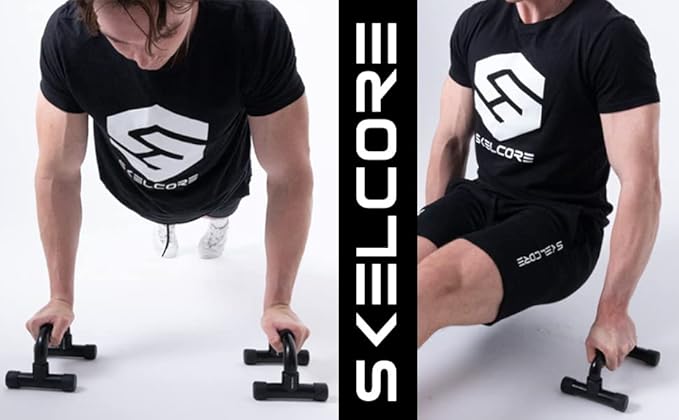 Skelcore Push Up Bars Strength Trainer - Push Up Handles for Floor Workouts with Ergonomic Non-Slip Comfort Foam Grip Handles for Home Fitness Training - Chest exerciser for Men and Women