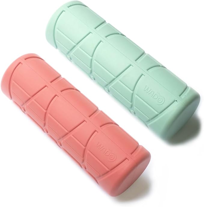 WADO Mini Round Foam Roller for Exercise and Recovery 12" x 4"- Ergonomic Pattern Angle Roller, Body Stretching, Solid PU, 3-Different Density Options (Soft (Cosmic Latte, 680g))