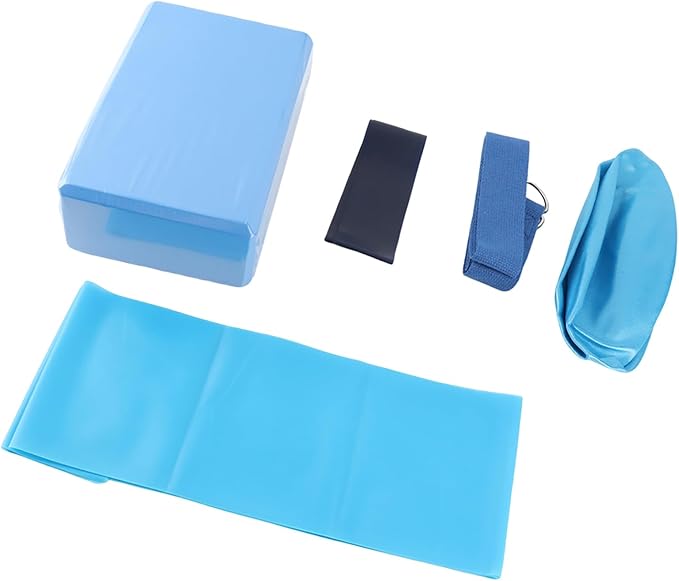 5Pcs Yoga Fitness Set, Yoga Blocks with Stretch Belt, Latex Towel and Resistance Loop, Complete Workout Kit for Home Gym, Includes Yoga Ball for Pilates, Stretching and Strength Tr