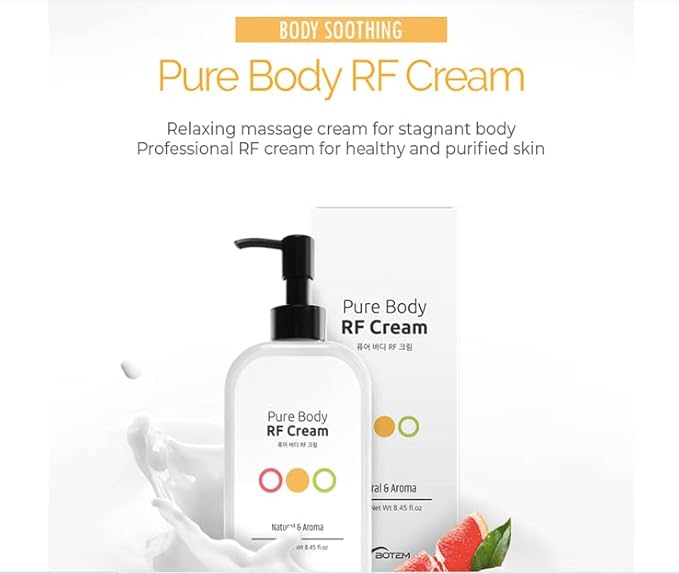 Pure Body RF - Conductive moisturizing Cream with Grapefruit and Lemon Essential Oils Enhance The Aromatherapy Effect for Body Detox. Suitable for Both Manual and RF Massage | Made in Korea