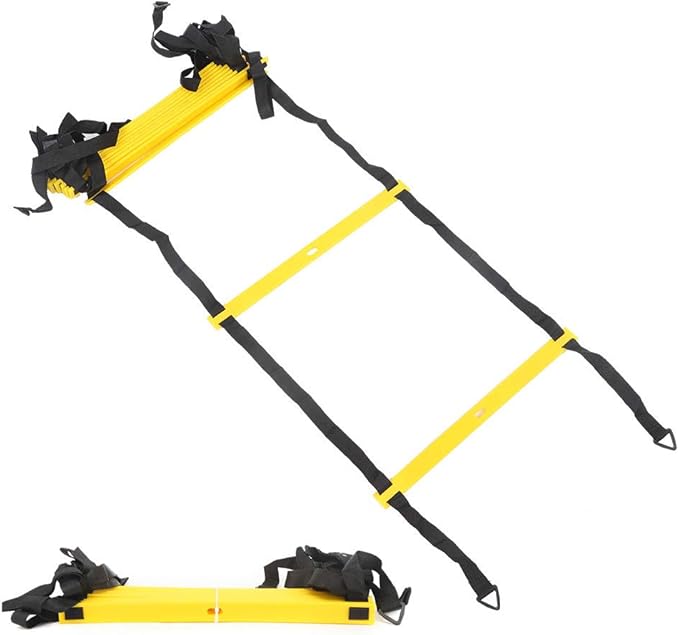 Agility Ladder, 12 Rungs PP Speed Ladder Adjustable Foldable Training Ladders with Triangular Hook and Loop for Soccer, Speed, Football Fitness Feet Training
