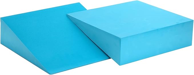 DEAYOU 2 Pack Yoga Foam Wedge, 13" EVA Foam Calf Stretch Slant Board for Lower Leg Strength Improve, Squat Wedge Incline Block for Workout, Exercise, Heel, Foot, Knee Pad, Wrist Back Support (Blue)