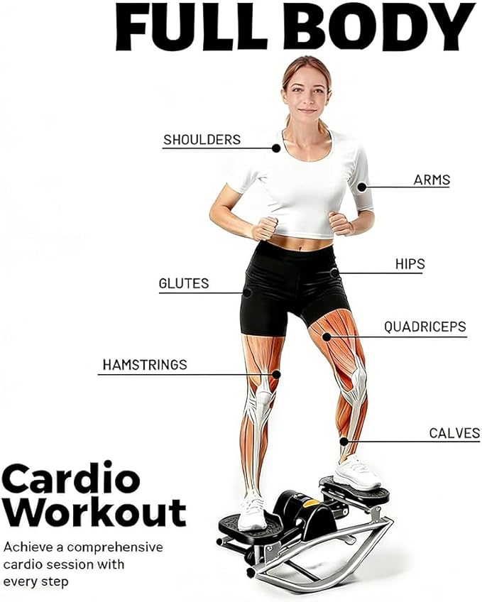 Step Machines Stepper, Lateral Rocking Fitness Stepper, Exercise Machine Side to Side, Tons Abs Twister, Mini Cardio Home Workout Machine, Low-Impact Compact Steppers for Legs, Glutes, Absz