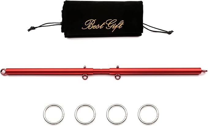 Red Portable Restore Spreader Bar, Exercise Guide Pilates Sports Aid Training Fitness Gear, Home Yoga Gym Kit with Fur Flocking Storage Bag