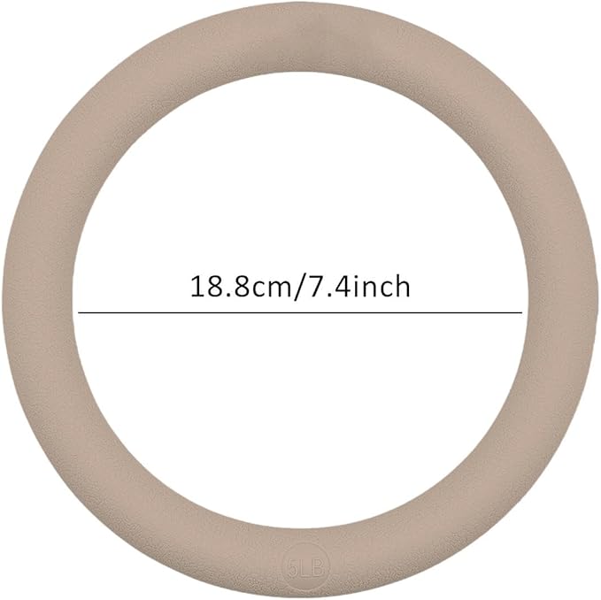 Weighted Pilates Ring 5lb, Cast Iron Core with Silicone Cover, Cream Tea Color, Portable Fitness Circle for Strength Training & Yoga
