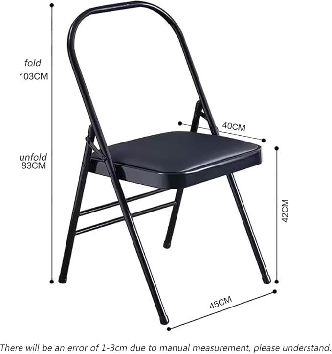 Yoga Auxiliary Chair Pilates Backless Yoga Chair Iyengar Auxiliary Chair with Non-Slip Feet Covers Professional Strength Training Chair,Black-45 * 42 * 80cm