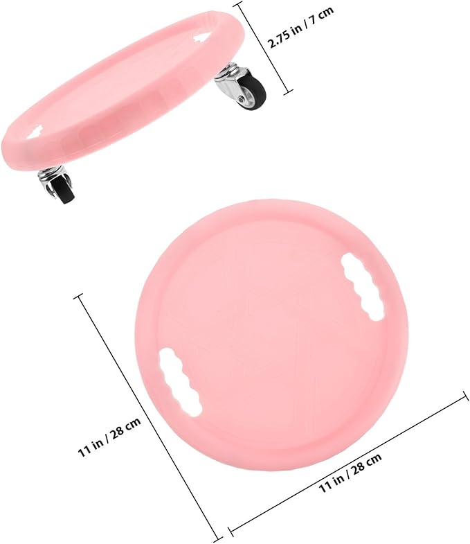 PRETYZOOM Ab Roller Wheel with 4 Rollers and Knee Pad, Pink Abdominal Exercise Board for Core Strength Training, Silent Fitness Slider Disc for Home Workout and Abdominal Muscle Sculpting