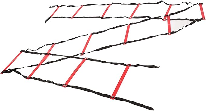 7M 14 Rung Agility Ladder, Fixed Distance PP Material Training Equipment with Angle for Soccer Football Fitness Speed Training