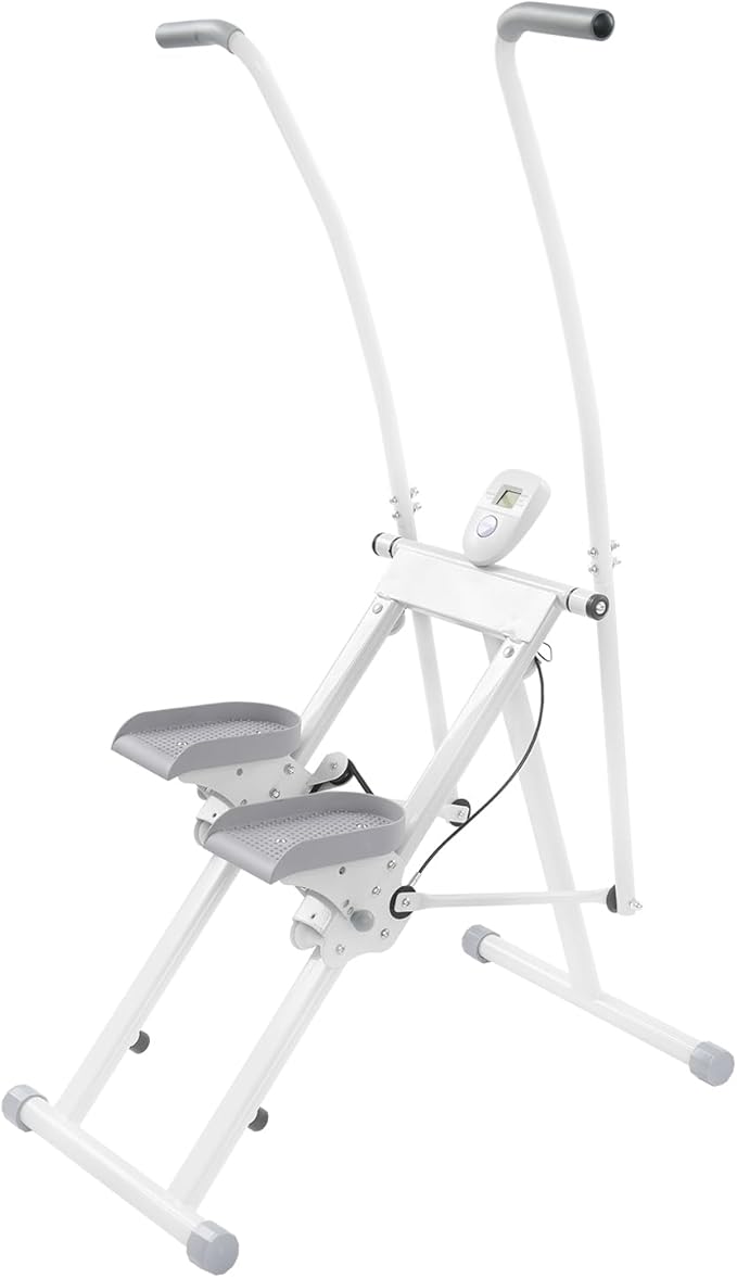 Foldable Stair Stepper Climber for Home Gym, Vertical Cardio & Full-Body Workout Machine with Adjustable Resistance, Handlebar and Pedal, Large Non-Slip Pedals, Up to 220 lb Capacity