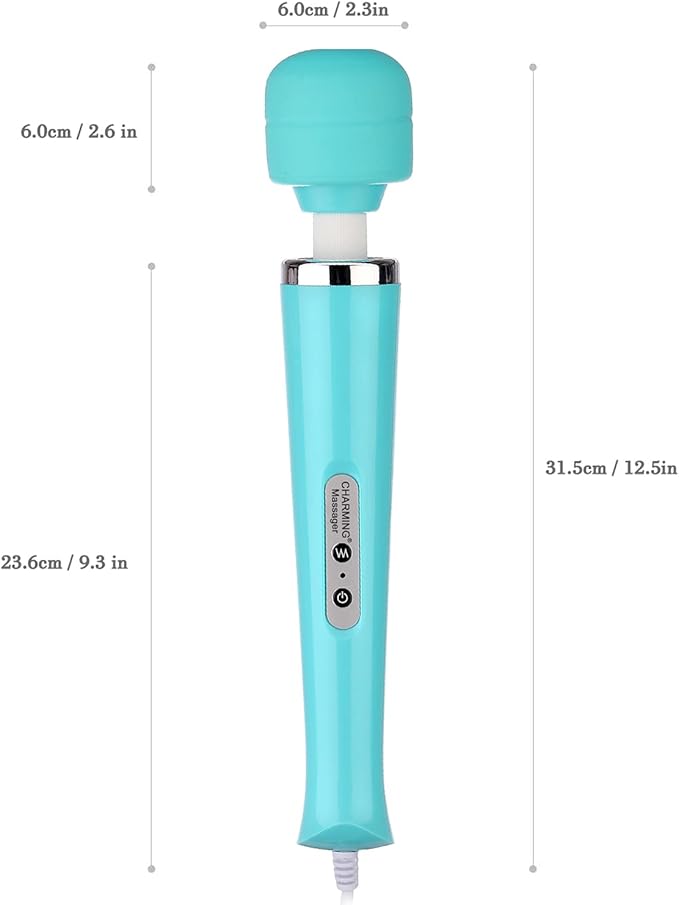 CHARMING Wired Powerful Handheld Back Massager with 10 Strong Vibrations Modes, Personal Therapy Massager for Sports Recovery, Muscle Aches, Body Pain-Light Blue