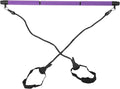Pilates Bar Workout Stick 3-Section Adjustable Pilates Rod for Full Body Exercise with 2 Tension Straps Detachable Design Home Gym Travel Fitness Equipment