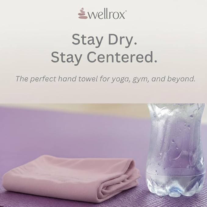 Wellrox Microfiber Yoga Hand Towel – Super Soft, Quick-Dry, Non Slip Yoga Towel for Hot Pilates, Gym & Workouts (26.5" x 16", Lavender)