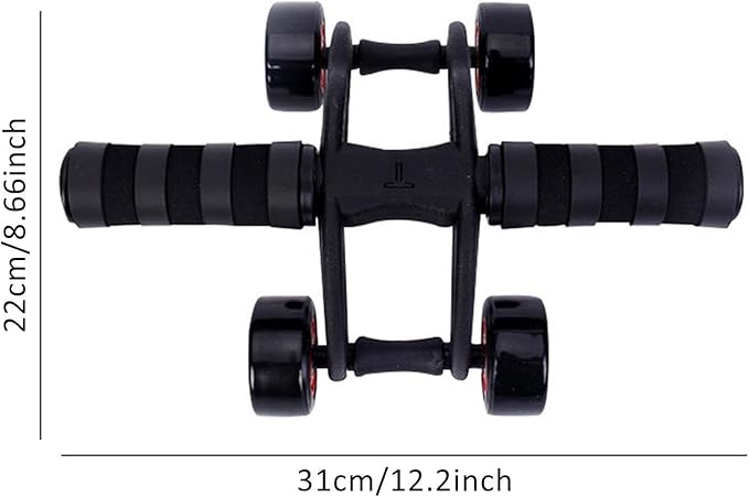 4 Wheel Abdominal Roller Core Strengthening Trainer, Ab Exercise Wheel Equipment with Ergonomic Foam Handles, Ab Machine for Men Women Home Gym Workout