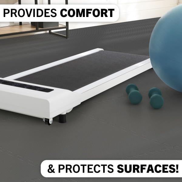Stalwart Foam Mat Floor Tiles, Interlocking EVA Foam Padding Soft Flooring for Exercising, Yoga, Camping, Kids, Babies, Playroom – 6 Pack, Gray, 24" X 24" X 0.5"
