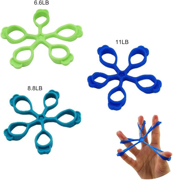 3 Pack Finger Stretcher Finger Exerciser Hand Strengthener Grip Strength Trainer Hand Resistance Bands Finger Extension Elastic Rings Hand Strengthening Extensor 7LB 9LB 11LB Set