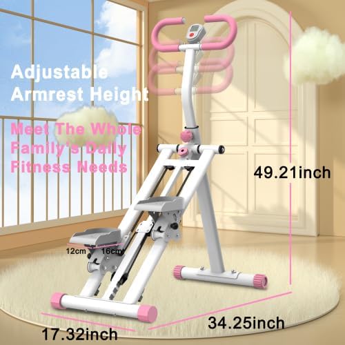 Home Foldable Stair Stepper Machine - Vertical Climber for Full Body Workout, 265 lbs Capacity w/LCD Display & Adjustable Handlebar, Compact Home Gym Equipment for Legs, Abs, Cardio