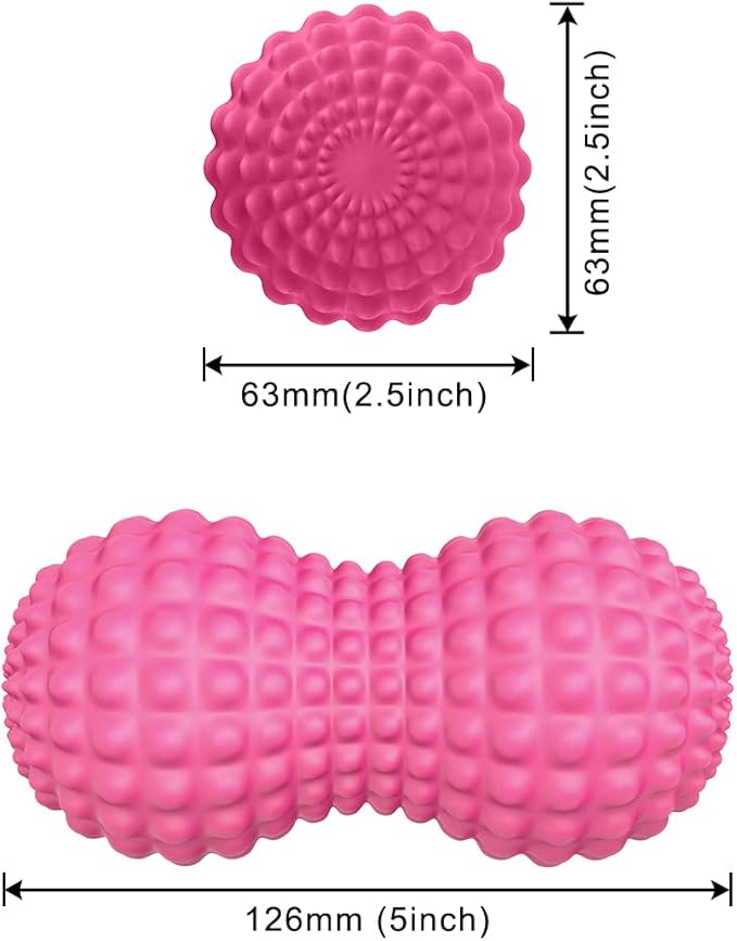 SELEWARE Peanut Massage Ball, Peanut Double Lacrosse Massage Roller Ball for Back Neck Shoulder Spine Legs Hips, Deep Tissue Peanut Roller Ball Trigger Point Muscle Massage Ball, Pink