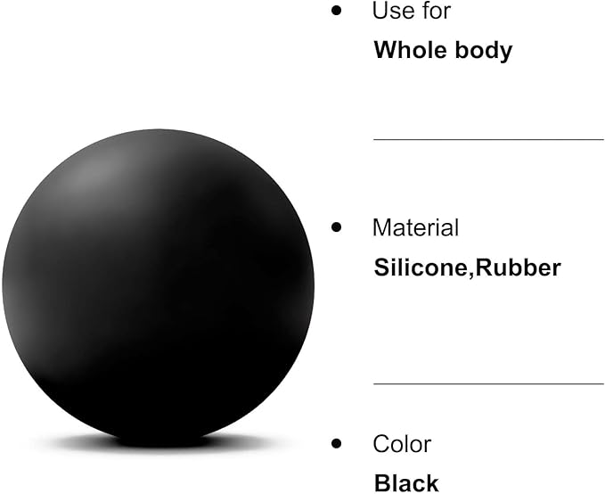 WOVTE Massage Lacrosse Ball for Sore Muscles, Shoulders, Neck, Back, Foot, Body, Deep Tissue, Trigger Point, Muscle Knots, Yoga and Myofascial Release (Black)