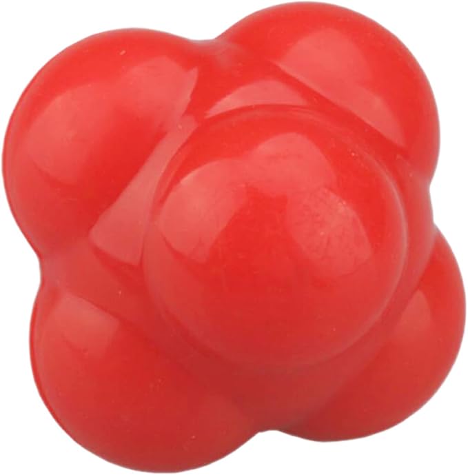 Hemoton Hexagonal Reaction Ball for Hand Eye Coordination Training, Red Large 68mm Silicone Agility Fitness Ball for Indoor Speed and Reflex Exercise