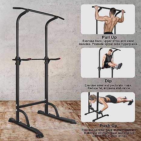 Power Tower Adjustable Height Pull Up Bar for Home Gym Multi-Function Strength Training Fitness Workout Station