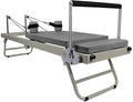 Foldable Pilates Reformer & Equipment,Adjustable Angle Pilates Machine,Portable Pilates Reformer,Pilates Reformer Workout Machine for Home Gym-Up to 300 Lbs Weight Capacity,Black/Beige