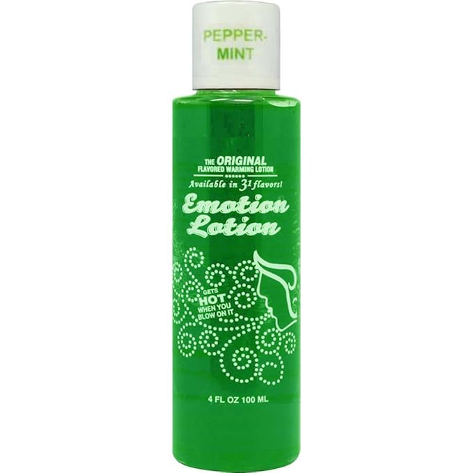 Edible Water Basesd Original Flavored Warming Massage Oil PEPPERMINT by Emotion Lotion 4oz by Emotion Lotion
