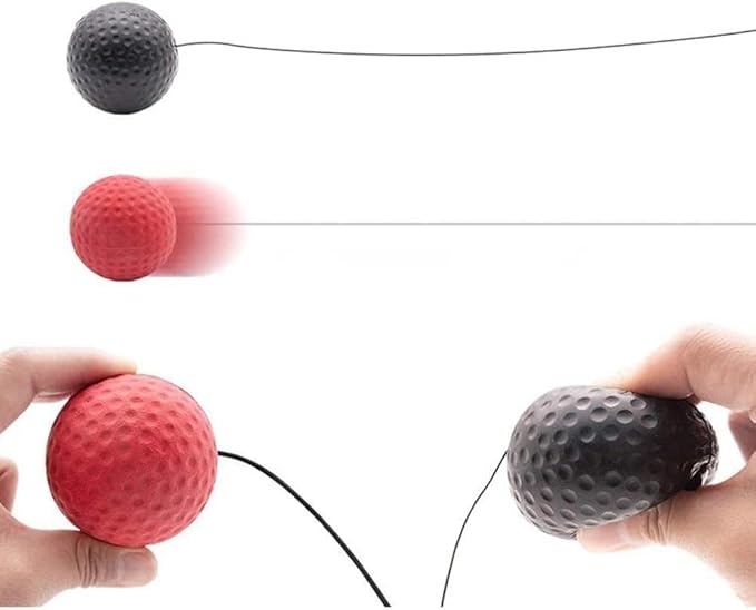 1Pc Red Boxing Reflex Ball,Boxing Equipment for Training at Home,Improve Reaction Speed and Hand Eye Coordination,Boxing Ball with Adjustable Elastic Head Band Speed and Agility,Sports Reaction Balls