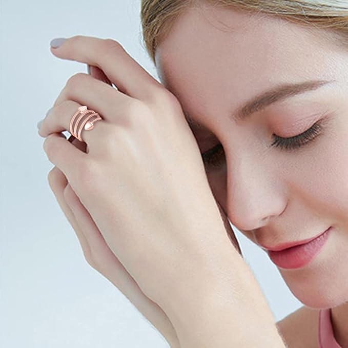 Copper Rings for Women, 99% Pure Copper Set 3Pcs Heart-Shaped Rose Gold Magnetic, Fashion Jewelry Presents(R 3PCS)