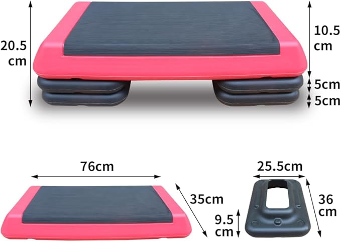 Adjustable Aerobic Step Platform with 4 Risers – Non-Slip Fitness Trainer for Home Workouts, Cardio & Strength Training