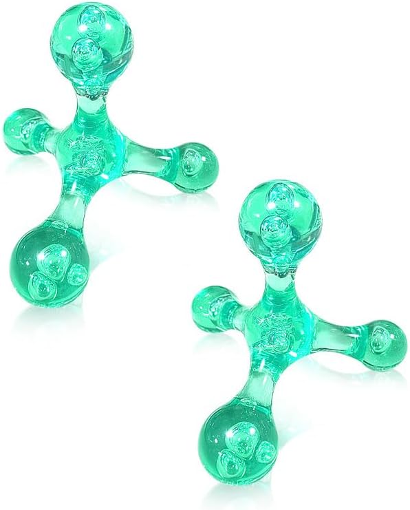 Trigger Point Massage Tools, 2 PCS 4 Point Manual Deep Muscle Tissue Trigger Massager, Handheld Palm Pressure Point Massage Tool, for Neck Shoulder Back Muscle Pain Relief (Green)