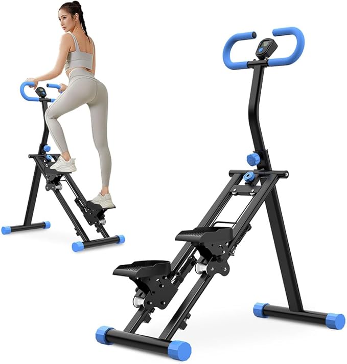 Folding Stair Stepper for Home, Vertical Climber Exercise Machine with Adjustable Handlebars & Monitor, Compact Full Body Cardio Climber for Apartment, 265 lbs Capacity