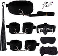 Fashion Pilates 8-Piece Nylon Yoga Portable Fitness Couple Hand and Foot Set, Indoor Wrist and Hip Fun Cosplay Accessories, Original Gift (Black)