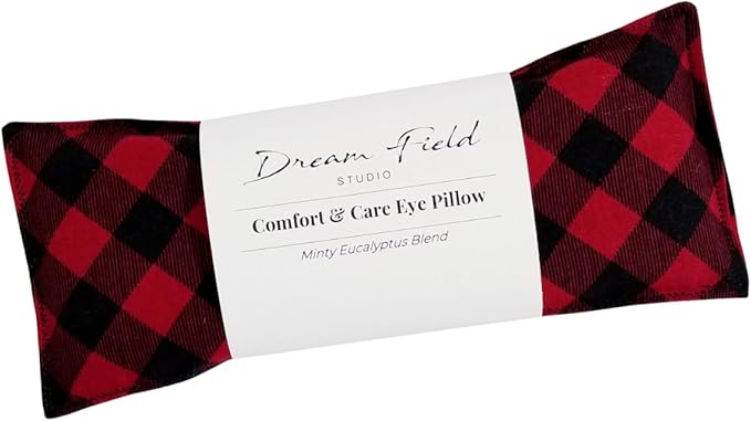 Mint Aromatherapy Eye Pillow – Natural Flax, Eucalyptus & Peppermint – Handmade Weighted Mask for Relaxation, Yoga & Home Spa – Warm or Cool – Red & Black Buffalo Print