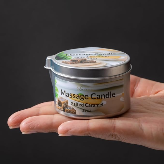 Massage Candle for Body Relaxation and Home SPA, Low Temp Candle for Skin Care, Scented Soybean Massage Oil for Stress Relief 2.3 OZ (Salted Caramel)