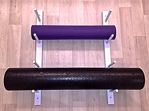 Classy Wood Foam Roller & Yoga Mat Storage Rack. Holds 4, 8, 12 etc. Modular (Sold by The Pairs and no. of Pairs You get Determines no. of Mats/Rollers You Hold). Easy Wall Mount. White.