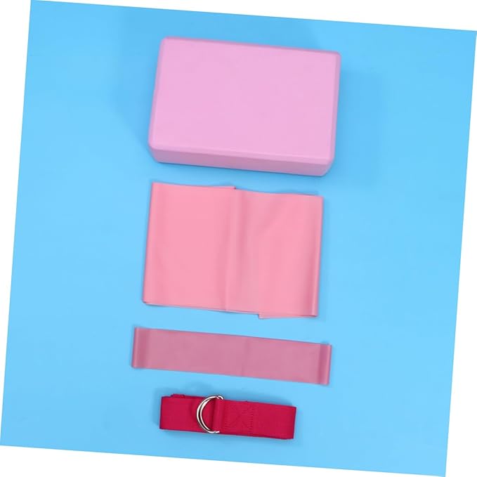 Kisangel 4pcs Yoga Tool Kit Resistance Ring Stretch Band Latex Pull Towel and Yoga Brick for Home Gym Workouts and Fitness Enthusiasts