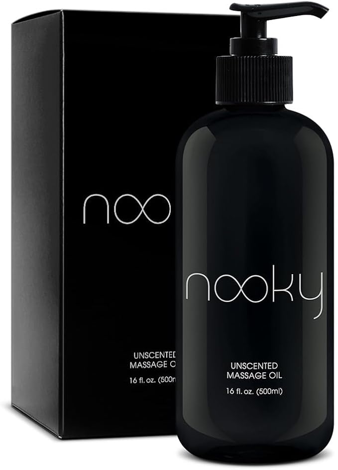Nooky Massage Oil with Fractionated Coconut Oil for Massaging 16 Ounce (Unscented)