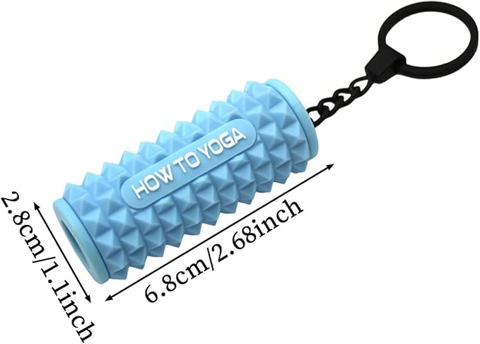 Tizee Mini Yoga Foam Roller Keychain - Spiky Fitness Accessory, with Clasp, for Gym Office Use, 2-Pack Mixed Colors (Blue/Black)