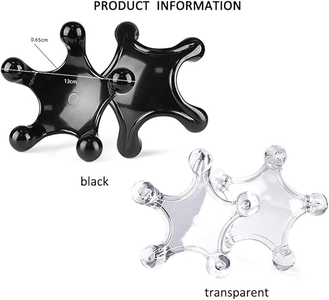 Trigger Point Massage Tools, 2 PCS 5 Legged Manual Full Body Massagers, Deep Muscle Tissue Massager, Handheld Palm Pressure Point Massage Tool, for Neck Shoulder Back Muscle Pain Relief (Black)