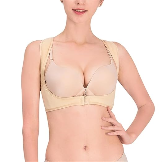 Adjustable Posture Corrector Shoulder Back Pain Reliever Spine Straightener Orthopedic Corset Brace Belt Straight Back Trainer Womens Hunchback Correction Belt (Color : Skin, Size : Large)