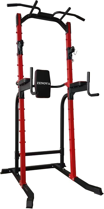 ZENOVA Pull Up Bar Station Power Tower, Adjustable Height Dip Bar for Home Gym Multi-Function Strength Training Workout Equipment