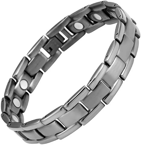 Willis Judd Mens Titanium Magnetic Therapy Bracelet Gunmetal Color With Size Adjusting Tool