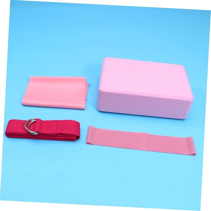 Mipcase 1Set Yoga Tool Kit Stretch Band Latex Pull Towel Resistance Ring Yoga Brick for Home Gym Workouts Pink Lightweight Convenient for Easy Use
